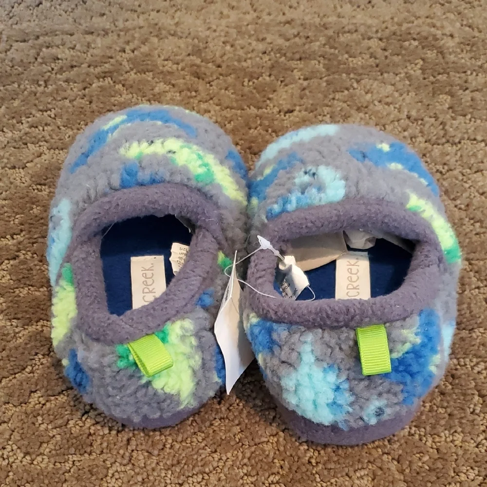 Toddler Boys Falls Creek Cozy DINOSAUR Fleece Slippers Size 5/6 or 9/10 NWT
